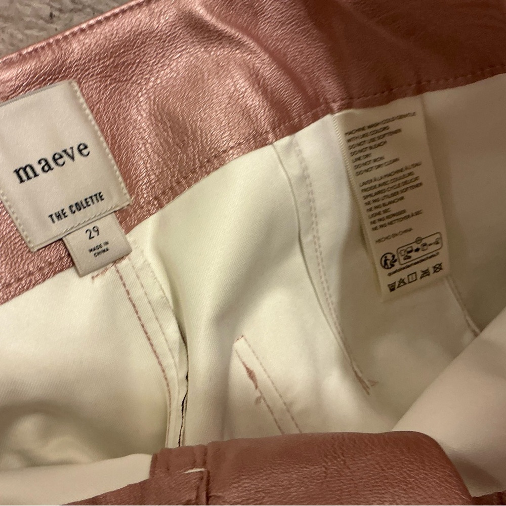 NWOT Anthropologie  Maeve Cropped Wide Leg Pants Metallic Faux-Leather size 29 - Picture 6 of 7